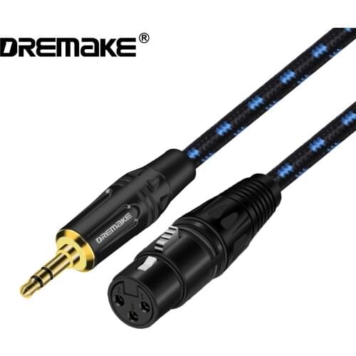 DREMAKE Jack 3.5mm to XLR Mic Cable XLR to 3.5mm Aux Stereo Audio Cable for Mobile Phone Active Speakers DJ Studio Audio Console