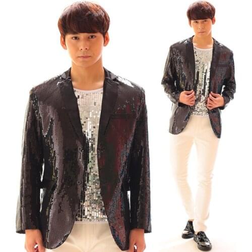 Black men suits designs masculino homme terno stage costumes for singers men sequin blazer dance clothes jacket dress punk