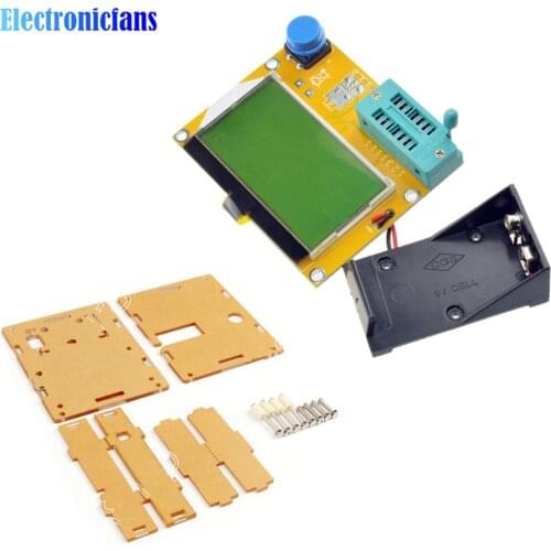 LCR-T4 Mega328 Digital Transistor Tester Diode Triode Capacitance Meter MOS/PNP/NPN LCD Tester + Acrylic Case + Battery Case