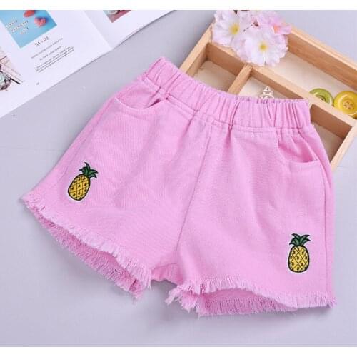 ZWY784 Baby Girl Jeans Shorts Girls Summer Cartoon Jeans Kids Hole Denim Pant Children Pocket Short Pants 2-12 Years