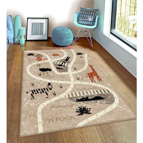 Bicycle Flower Nostalgia Birds pattern Kids Room Rug Play Mats Rug Crawling Mat