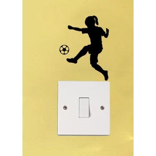 Girl Soccer Player Fashion Bedroom Vinyl Wall Decal Light Swtich Sticker 6SS0251
