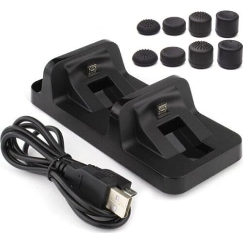 Dual Charging Dock Station Stand Charger+Enhanced Silicone Grip Cap Cover For Sony PlayStation 4 PS4 Pro PS4 Slim Controller