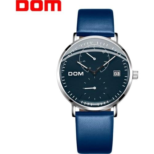 DOM New Men Watch Blue Waterproof Calendar Quartz Watches Men’s Business Casual Wristwatches For Man Clock M-435L-2M