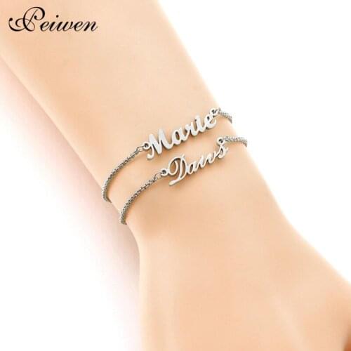 Personalized Customized Name Bracelet Women Kids Stainless Steel Adjustable Stretch Arabic Letter Cuff Bracelets Handmade Bangle