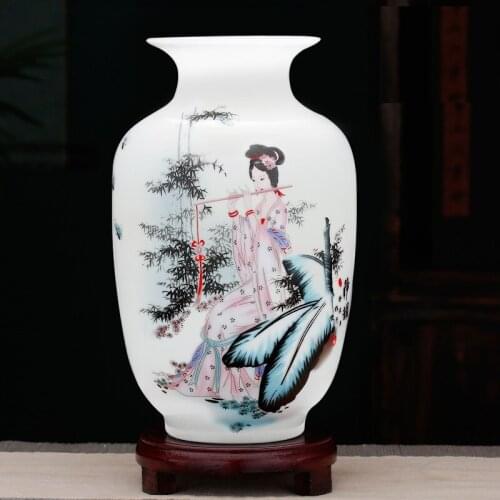 Jingdezhen Ceramic Vases Pottery Decoration Living Room Flower Arrangement Modern Home Simple TV Cabinet Ceramic Gift