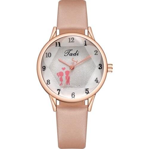 Fashion Casual Quartz Valentines Watch Luxury Couples Boutique Bracelet Watch Round Printed Dial PU Leather Band Wristwatches