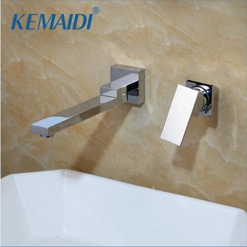 KEMAIDI Wall Mounted Basin Faucet Matte Black Bathroom Mixer Tap Hot Cold Sink Faucet Rotation Spout Bathtub Shower Faucet 2pcs