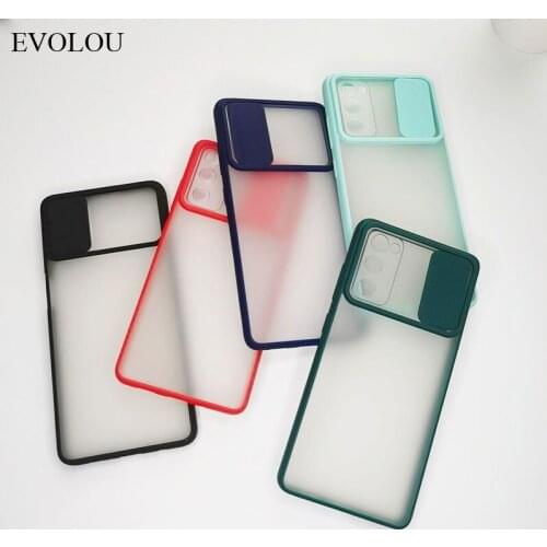 Matte Shockproof Phone Case for Samsung Galaxy S20 FE Slide Camera Protection Case for Samsung A42 S21 M51 Soft Frame Back Cover