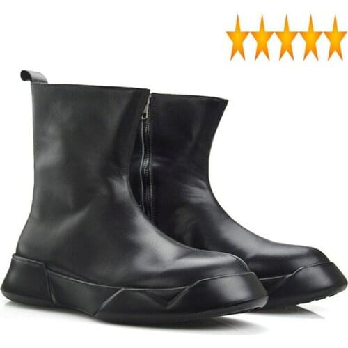 Fur New Top Winter High Lining Mens Warm Boots Thicken Platform Genuine Leather Man Shoes Footwear Zipper Casual Botas