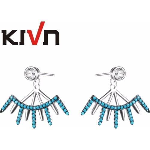 KIVN Fashion Jewelry CZ Cubic Zirconia Womens Girls Bridal Wedding Stud Earring Ear Jackets Birthday Gifts 10pcs Lot Wholesale