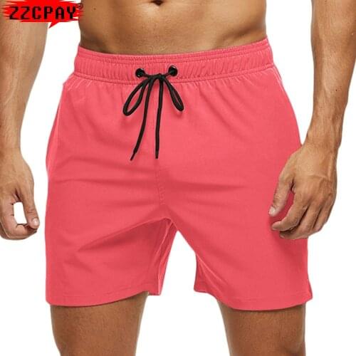 2021 Mens Stretch Swim Trunks Quick Dry Board Shorts with Zipper Pockets and Mesh Lining Waterproof Swim Wear