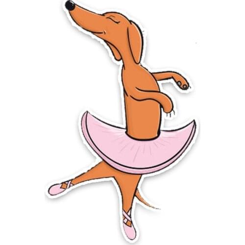 Dawasaru Dachshund Dog Ballerina Car Sticker Sunscreen Decal Laptop Truck Motorcycle Auto Accessories Decoration PVC,14cm*8cm