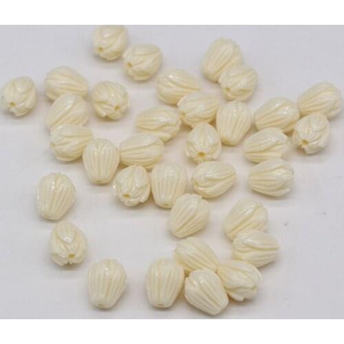 2021New Natural Coral White Flower Bud Shape Through-hole Beads Carved Making FashionDIY Necklace Bracelet Accessories Gift10Pcs