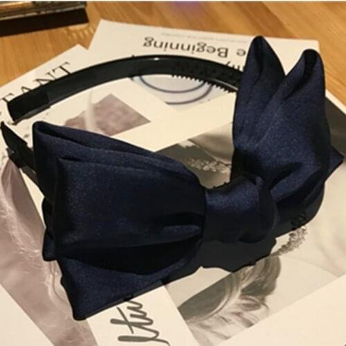 Navy Blue Side Bow Hairband Toothed Women Hair Accessories Hair Hoop Girls Hair Ornament Headband Women Big Bow Headband Adults
