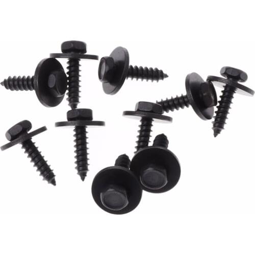 10 Pcs/set Universal Car Auto 4.8x19mm Self-Tapping Screws Captive Loose Washer 8mm Hex Head Black Hot