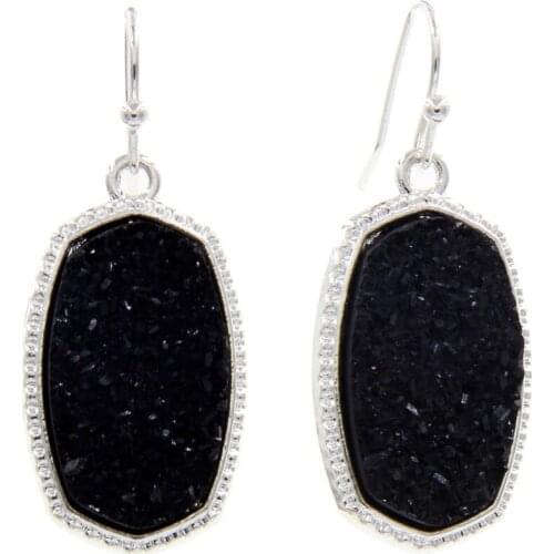 Simulated Iridescent Druzy Resin Drop Earrings Crystal Pendant Dangle Earrings Charms