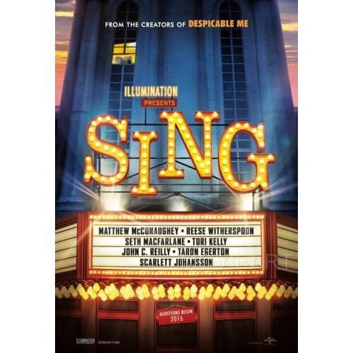 SING MOVIE Art Film Print Silk Poster Home Wall Decor 24x36inch