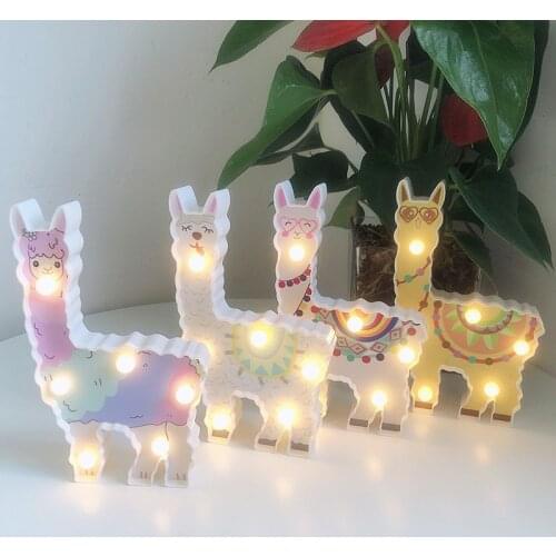 Unicorn Party Decoration 3D alpaca Lamp LED Night Light for home decor bedroom Table LED Light Kids birthday Baby Shower Light