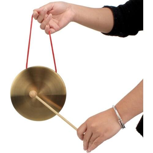 Hand Gong Copper Cymbals with Wooden Stick Chapel Opera Percussion Kids Toy Traditional Chinese Folk Musical Instrument Toy