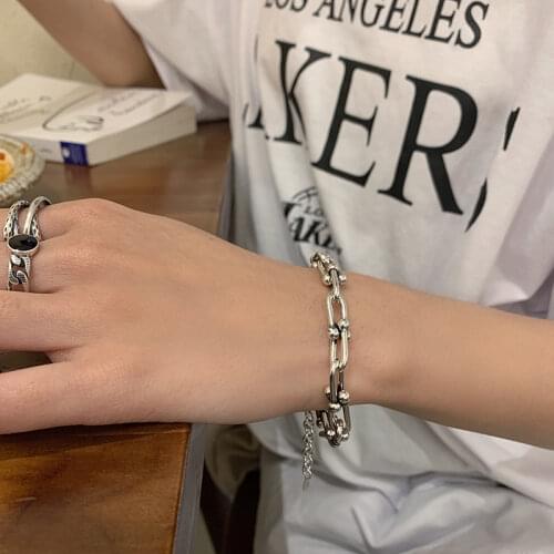 S925 Sterling Silver Bracelet for Women Agraffe Bracelet Cool Hip-hop Retro Accessories Jewelry Wholesale