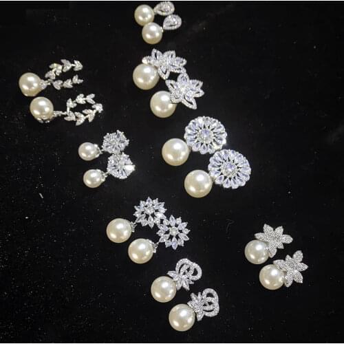 UILZ High Quality Delicate White Gold Knot Pearl Stud Earrings for Women Brincos Jewelry UE129