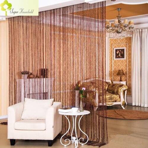 String Curtain For Living Room Door Curtains Yarn Silver Thread Filament Curtains Window Treatments Home 13Colors 1m*2m/3m*2.8m