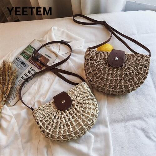 Woven Bags Trendy Womens Bags Ins Style Beach Vacation Bag Summer Fashion Rattan Bag Fashionable Cross Body Bag