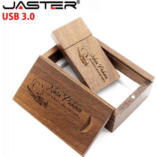 JASTER USB 3.0 wholesale customer LOGO Wooden USB + packing box wood usb flash drive pendrive 4GB 16GB 32GB 64GB memory stick
