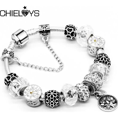 Romantic Style Life Of Tree Beads Charm Bracelets With Snake Chain Bracelets for Women Wife Valentines Day Jewelry Dropshipping