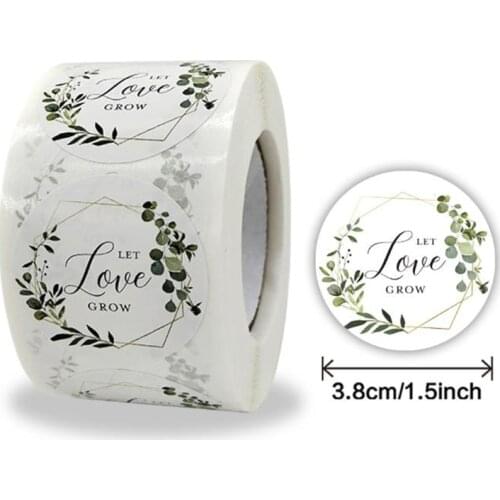 1.5Inch Small Green Leaves Thank You Stickers Labels Decoration Paper Scrapbooking Sticker Sealing Stationery Supply 50PCS