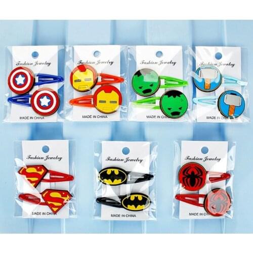 1 Pairs Marvel Superheroes Spiderman Iron Man Hulk Thor Creativity Anime Cartoon Children Baby Hairpin Accessories BB Clip