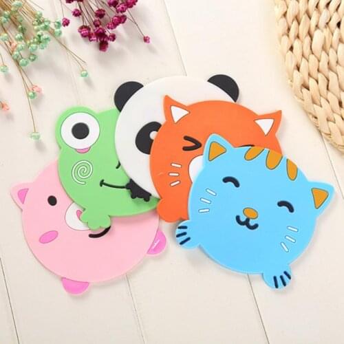 1pc Dinner Table Cup Mats Animal Cartoon Shape Silicone Coaster Coffee Pads Kitchen Accessories Table Decoration Accessories
