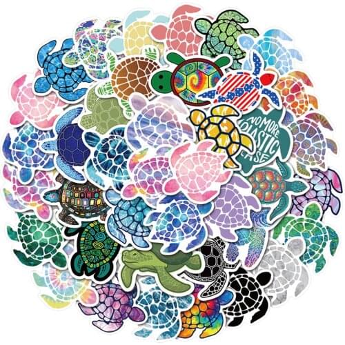 41PCS Colorful Cute Sea Turtle Animal Stickers Waterproof PVC Skateboard Fridge Guitar Laptop Motorcycle Travel Cool Sticker Toy