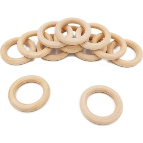 5pcs 70mm 2.75" Wooden Baby Teething Rings Infant Teether Toy Necklace Bracelet for 3-12 Month Infants Tooth Care Products