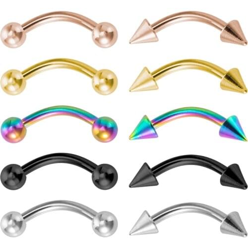 5pcs/set Eyebrow Piercing Curved Barbell Banana Lip Ring Tongue Navel Stud Stainless Steel Snug Daith Helix Earring Jewelry 16G
