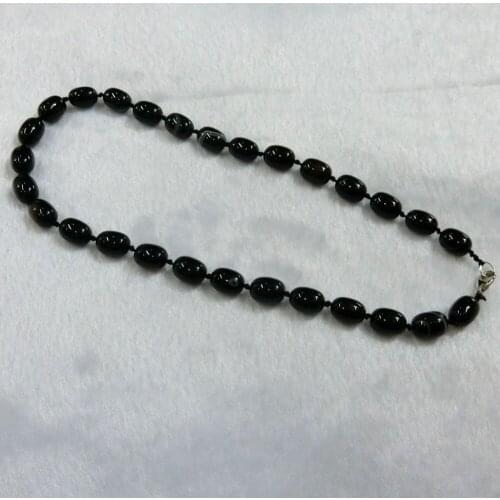 6pcs Fashion Bohemian Tribal Jewelry Knotted Black Onyx Quartz Barral Beads Natural Drums Stone Beads Necklace Free Shipping