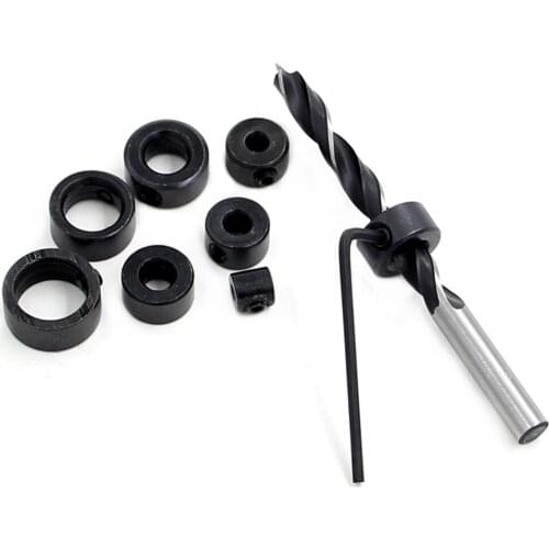 8pcs/kit 3-16mm Stop Collar Consistent Drilling Collar Depth Stop Collars Ring Dowel Shaft Chuck +Wrench Standard