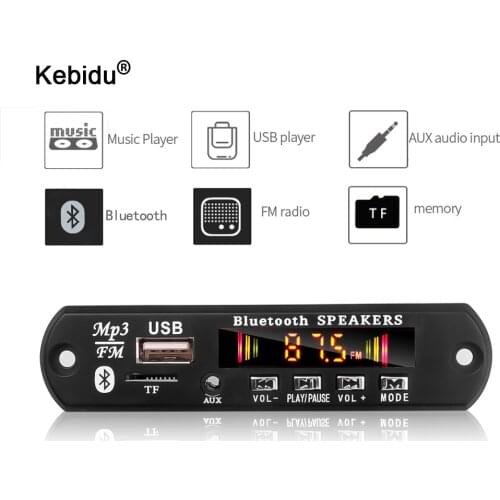Bluetooth V5.0 USB 3.5mm AUX FM Radio Wireless Receiver MP3 Player 5V 12V Mp3 Decoder Board Module 1 Din Music Speaker Car Kit
