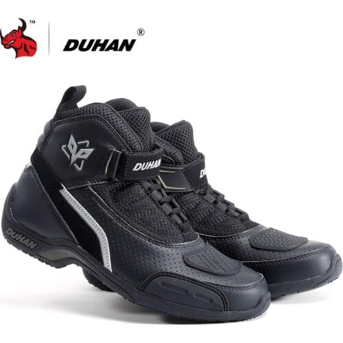 DUHAN Motorcycle Boots Breathable Men Moto Boots Black Motorcycle Riding Boots Motorcycle Shoes Four Seasons Casual Shoes