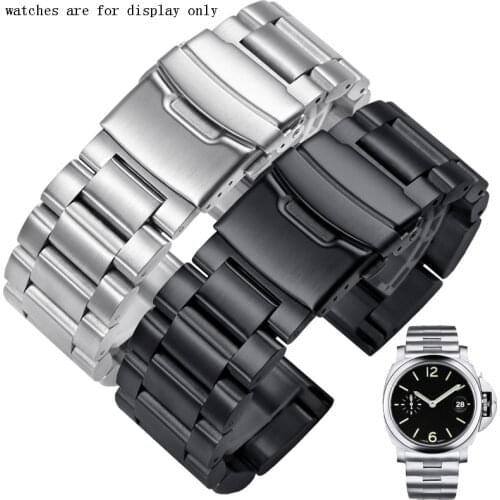 Stainless Steel Wristband For Panerai Luminor Series 22 24mm Black Strap For Diesel Mens Watch Accessories