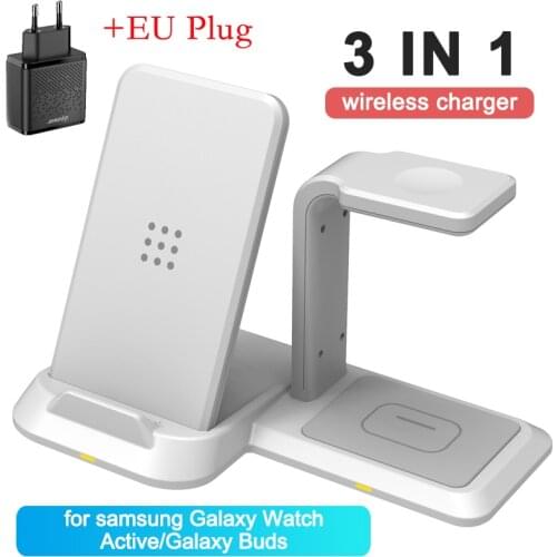 3 in 1 Fast Wireless Charger for iPhone 11 for AirPods Pro Apple Watch Wireless Charge Stand for Galaxy Watch Active/Galaxy Buds