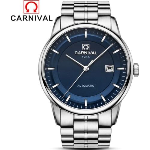 Carnival Top Brand Fashion Watch Man Luxury Business Mechanical Wristwatch Automatic Calendar Waterproof Clock Relogio Masculino