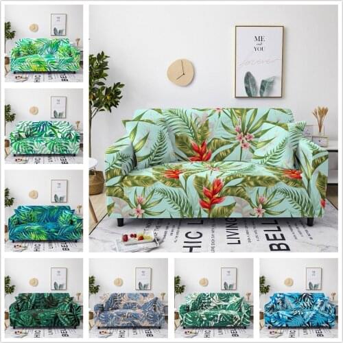 Plant Leaf Printed Sofa Cover Sectional Couch Cover Elastic Stretch Slipcovers for Home Decor Furniture Protector Sofa Towel