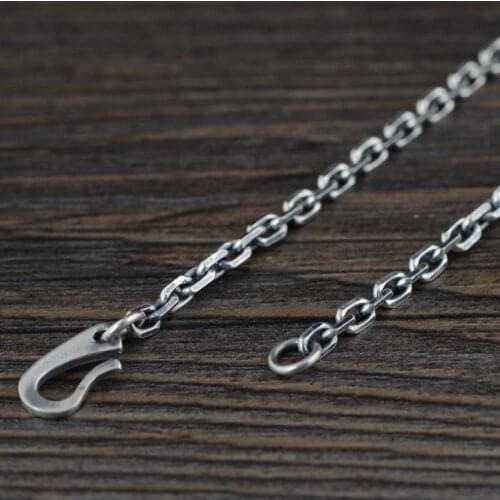 Pure Silver 3mm Thick Retro Hook Lock O Link Chain Necklace S925 Sterling Silver Necklace Sweater Chain Jewelry Man Woman