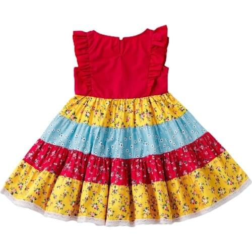 Children Floral Print Princess Dress, Girls Sleeveless O-neck High Waist A-line Sundress