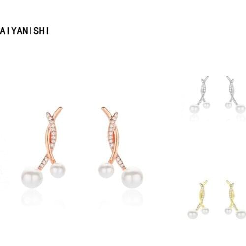 AIYANISHI Elegant 925 Sterling Silver Shell Pearl Earrings Wedding Engagement Silver Drop Earring Lover Party Gifts Wholesale
