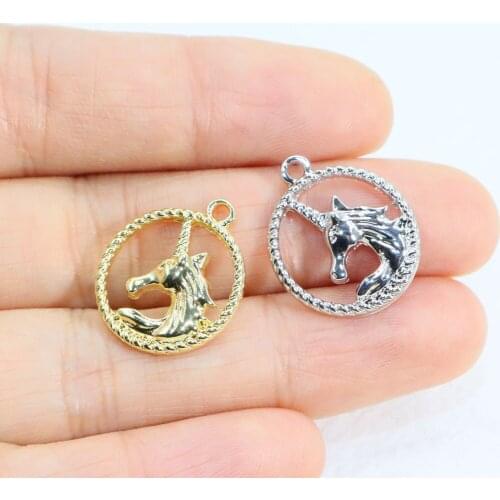 Eruifa 20pcs 17mm Unicorn Zinc Alloy Rectangle Coin Necklace,Earring Bracelet Jewelry DIY Handmade 2 Colors