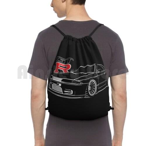 Gtr R32 Skyline Line Graphic Racing Backpack Drawstring Bags Gym Bag Waterproof Nissian Skyline R32 R33 R34 R35 Gtr V