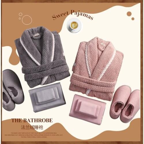 Long sleeve unisex adult and cild robe warm winter Kimono Robe Bathrobe parent-child wear home service thickening boys robe new